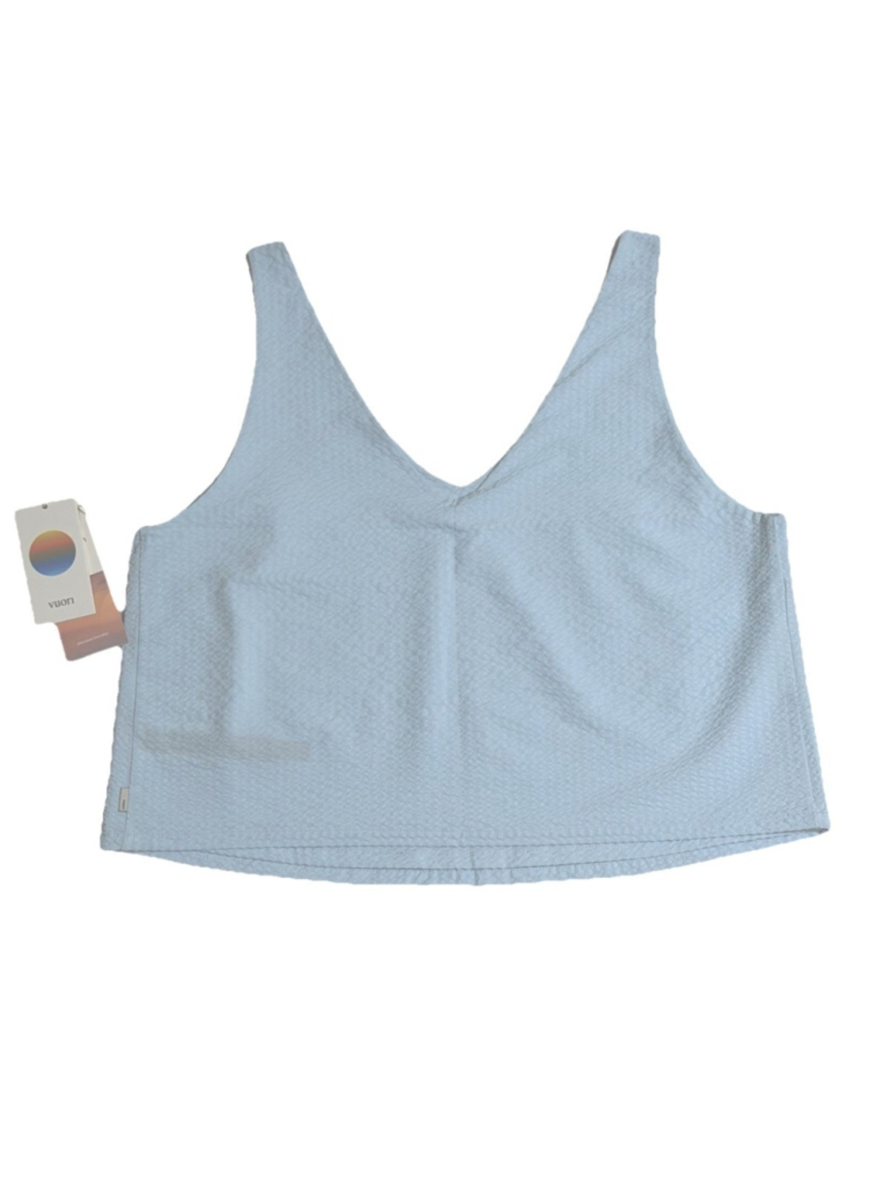 VUORI VILLA TEXTURED CROP TANK SLEEVELESS LIGHT MIST SIZE LARGE